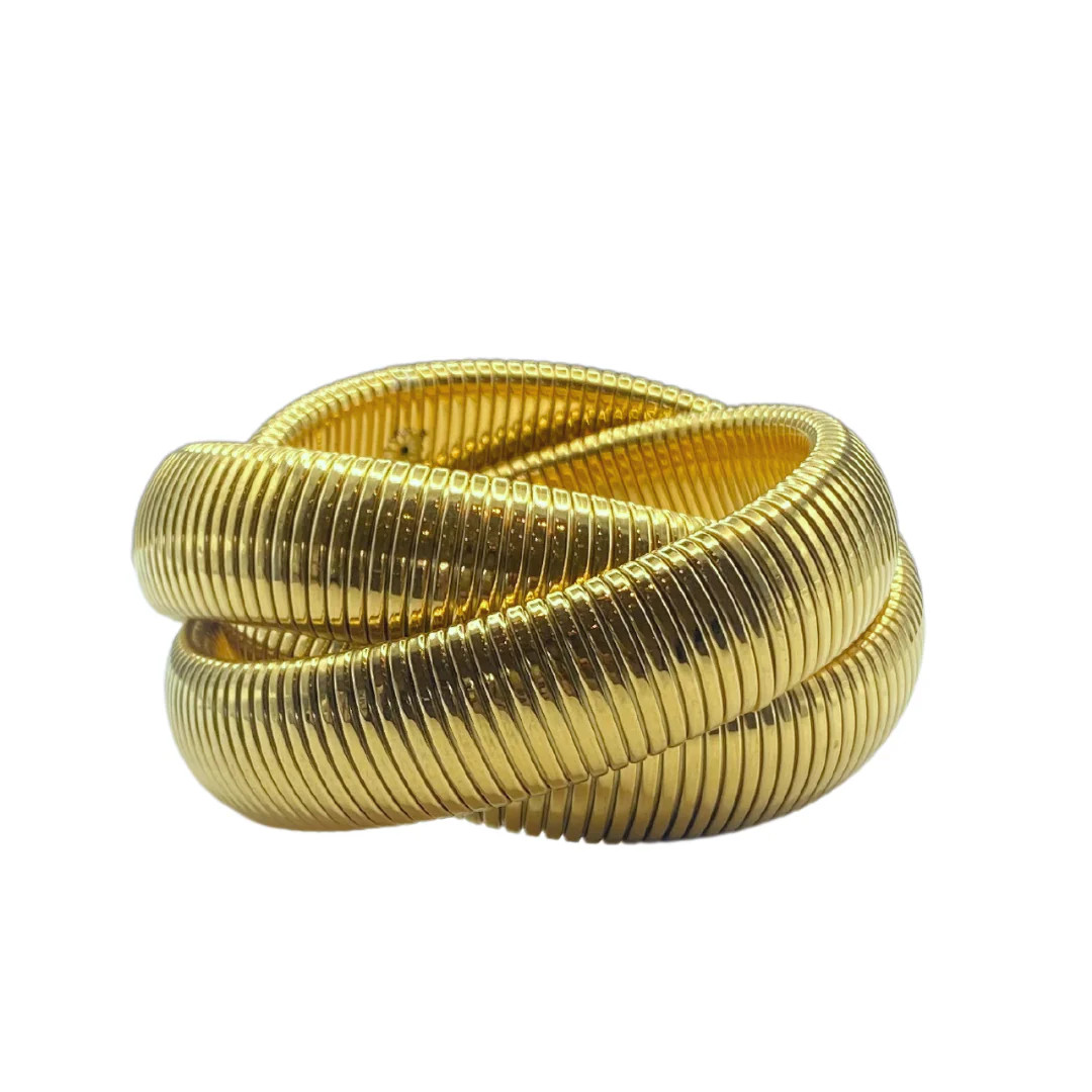 Large Gold Twisted Cobra Bracelet | Accessory Concierge