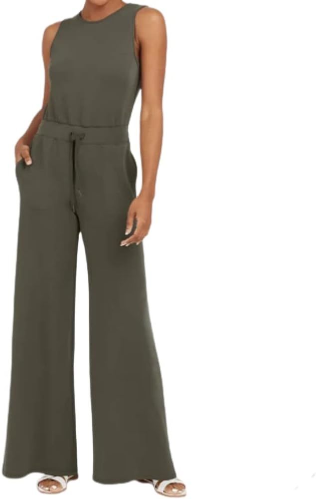 Women’s Summer Sleeveless Tank Jumpsuits Wide Leg Long Pants Rompers Essentials High Waist One ... | Amazon (US)