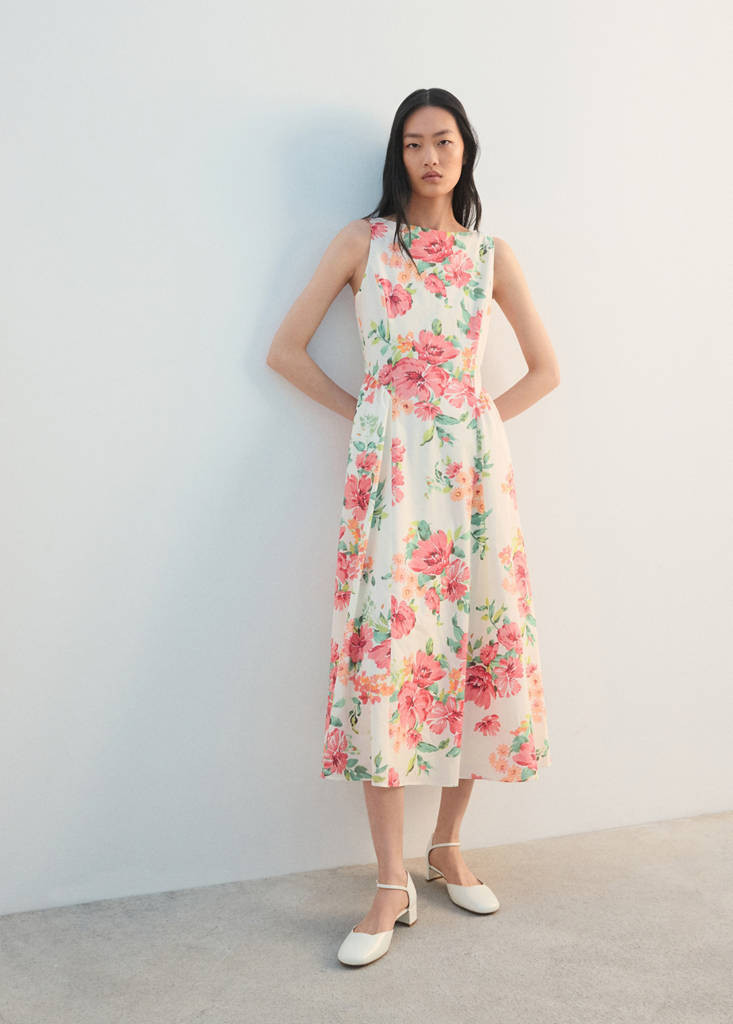 Floral-print flared dress off white - Woman - 4 - MANGO | Mango (US/MX/AU)
