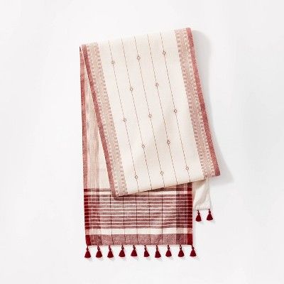 14" x 88" Table Runner Cotton Jacquard Red - Threshold™ designed with Studio McGee | Target