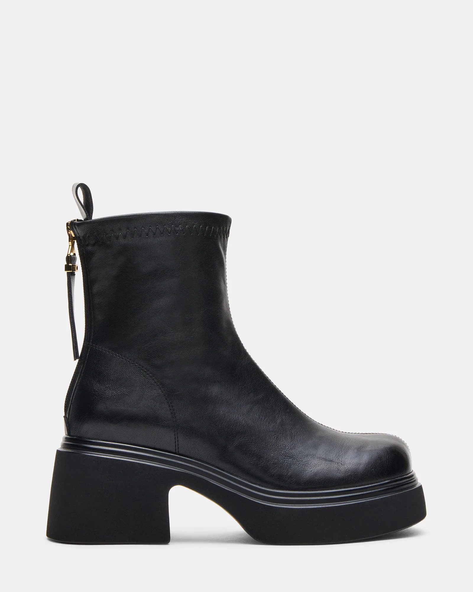 CONVOY Black Block Heel Zipper Women's Ankle Boot | Steve Madden (US)