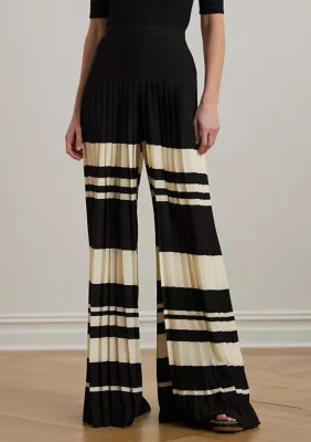 Lauren Ralph Lauren Women's Striped Pleated Georgette Wide Leg Pants | Belk