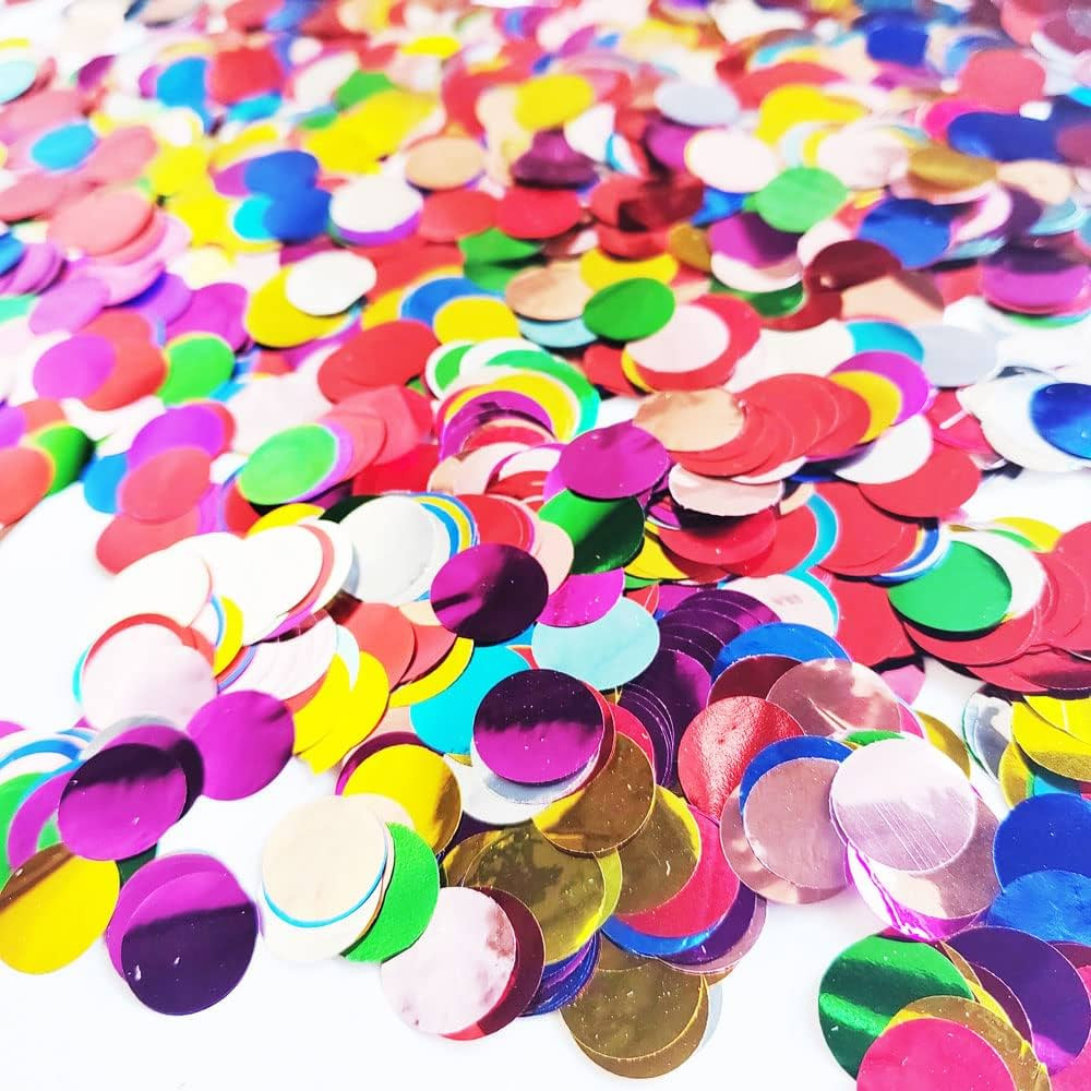 Multicolors Confetti 0.6 inch,Round Rainbow Foil Confetti,Shiny Rainbow Confetti for Party Decora... | Amazon (US)