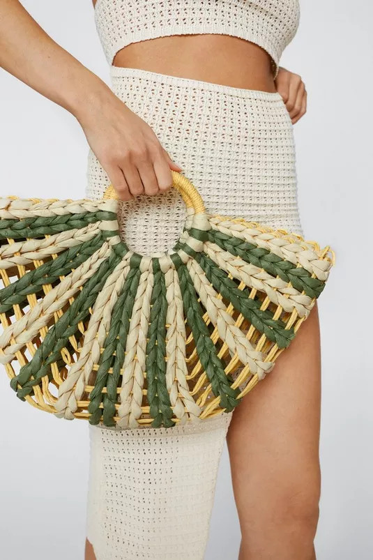 Stripe Braided Wicker Top Handle Grab Bag | NastyGal (UK, IE)