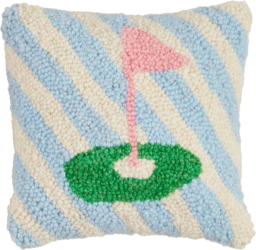 Mud Pie Golf Flag Hook Wool Pillow; 8" X 8" | Amazon (US)