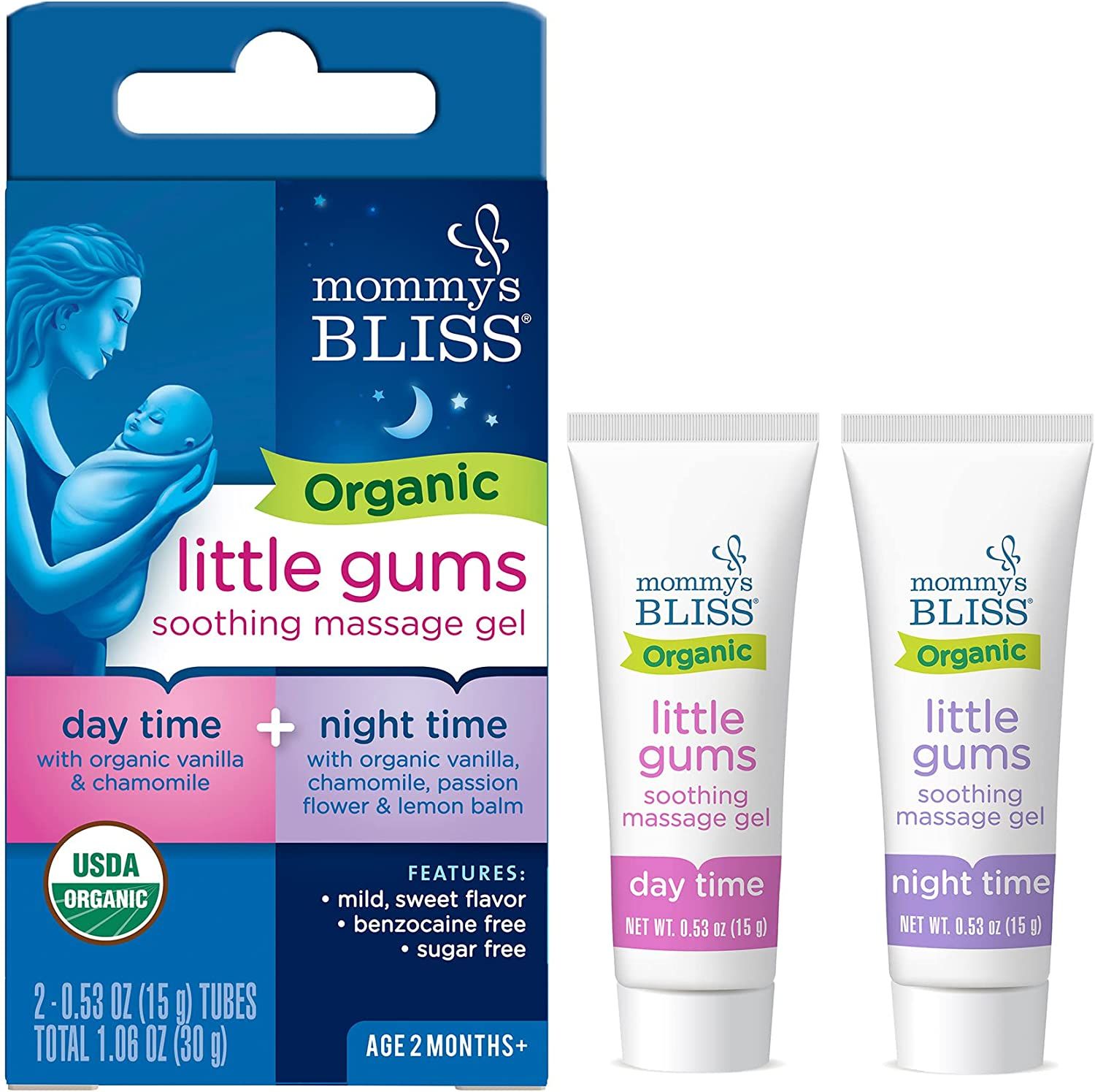 Mommy's Bliss Organic Little Gums Soothing Massage Gel Day and Night Combo, Helps with Tender Gum... | Amazon (US)