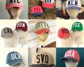 CUSTOM Airport Code, Monogram, City Pride Handmade Baseball Hat With Vintage Inspired EcoFriendly Felt Letters | Etsy (US)