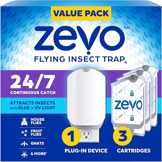 Zevo Flying Insect Trap & 3 Cartridges - Plug in Fly Trap & Indoor Bug Catcher for Gnats, House &... | Amazon (US)