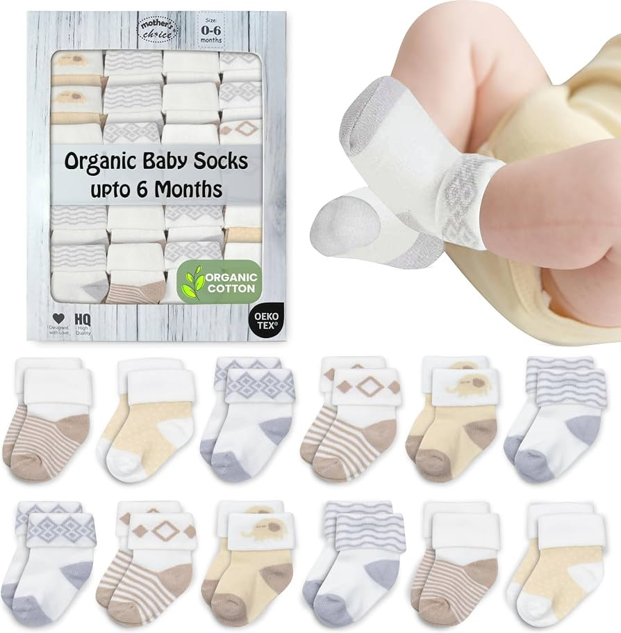 Mother's Choice Organic Cotton Baby Socks Infant 0-6 Months - 12 pairs Soft, Cozy, and Gentle New... | Amazon (US)