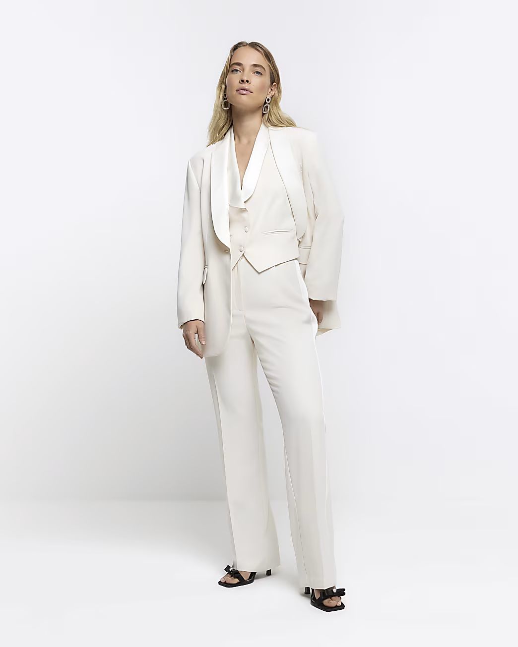 Cream straight tux trousers | River Island (UK & IE)