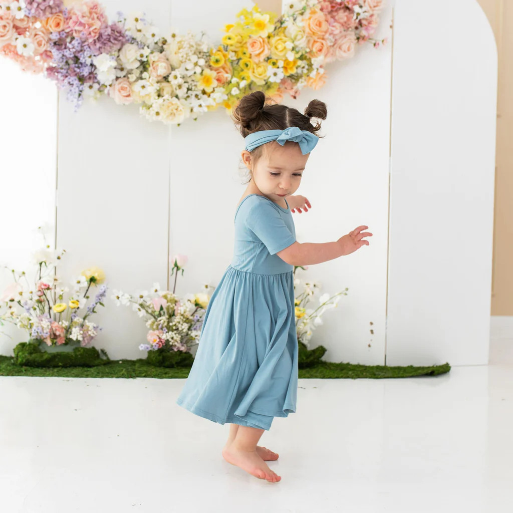 Twirl Dress in Dusty Blue | Kyte BABY