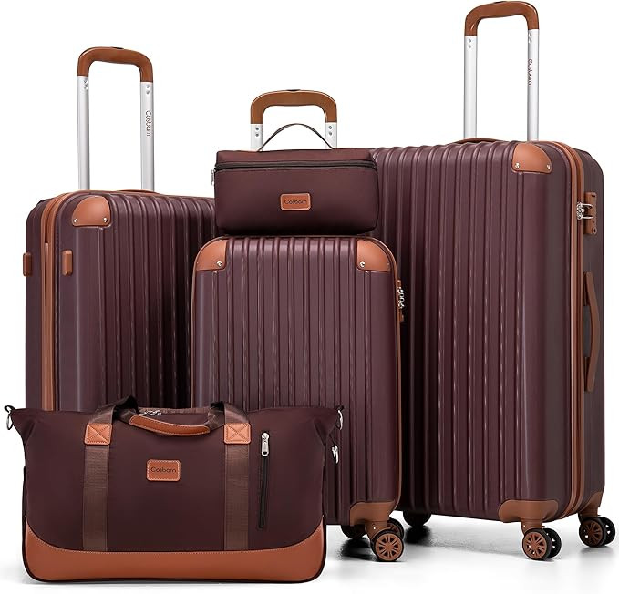 Luggage Sets 5 Piece Suitcases with Wheels, Suitcase Set ABS Hard Case Luggage with TSA Lock Spin... | Amazon (US)