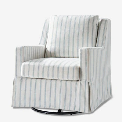 Lillie 30" W Farmhouse Slipcovered Down-blend Swivel Rocking Chair with Pillow Back | Wayfair North America