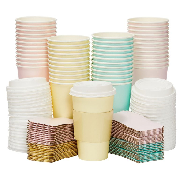 48-Pack 16 oz To Go Coffee Cups with Lids and Sleeves for Baby Shower and Birthday Party Supplies... | Walmart (US)