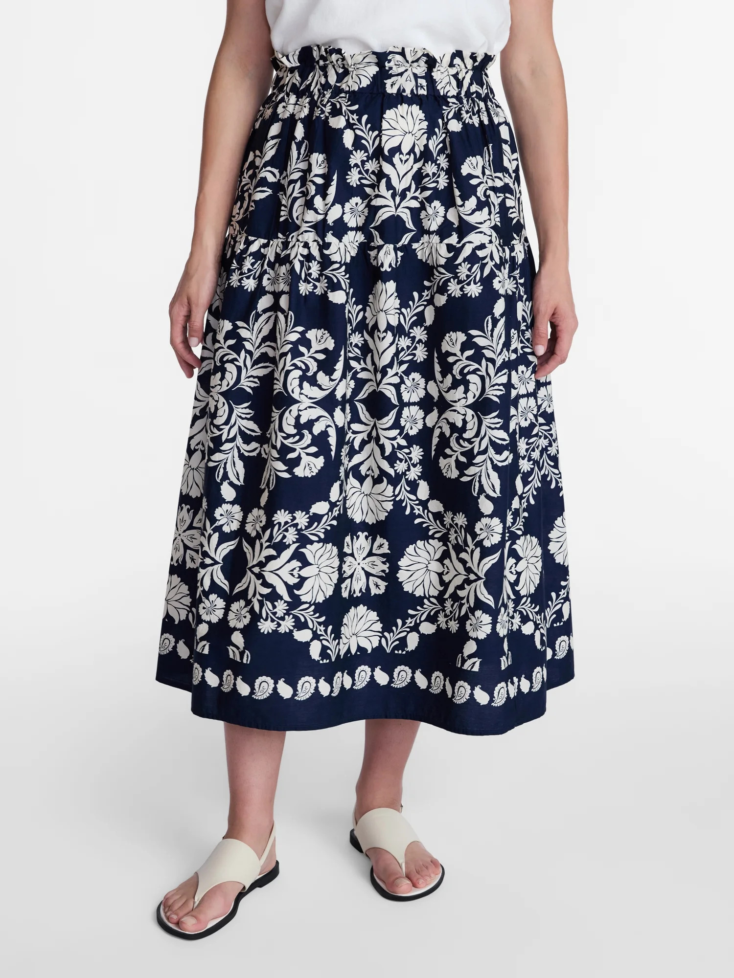 Time and Tru Women\u2019s Tiered Cotton Maxi Skirt, Sizes XS-XXXL | Walmart (US)