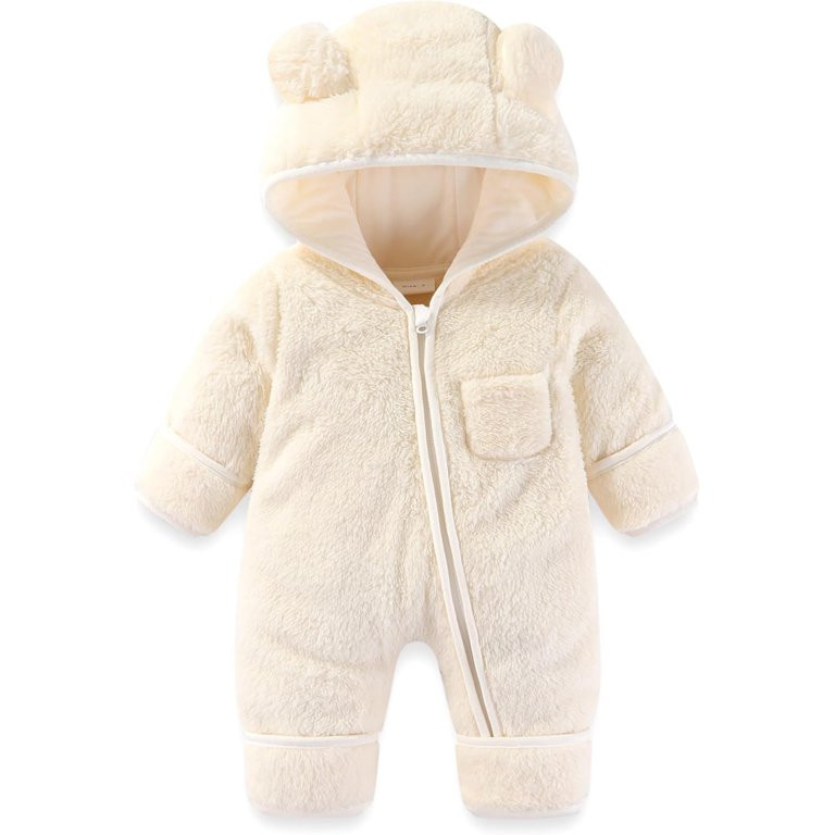 XFHLMJFF Onesies 0-3 Months Unisex Bear Ears Jumpsuit Hooded Baby Fold Over Mittens Footies Girls... | Walmart (US)