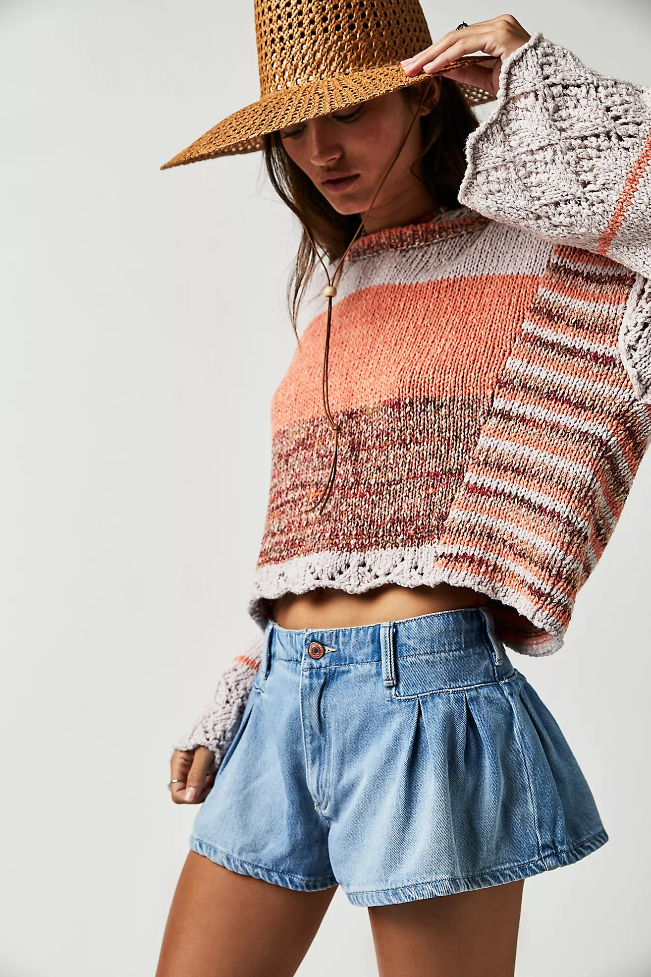 We The Free Blue Bell Low-Rise Pleated Shorts | Free People (Global - UK&FR Excluded)