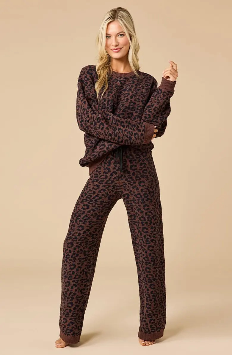 Softies Marshmallow Leopard Crew Neck Lounge Set | Nordstrom | Nordstrom