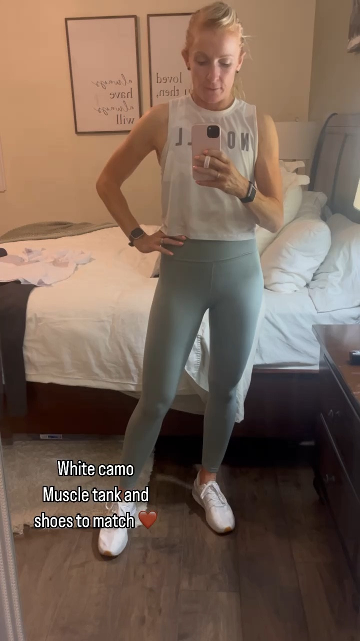 Who doesn’t love White camo??!! 🤷🏼‍♀️🙌 and as you can tell from my bedding I love sage too 😂 nobull and nike paired together for 💪a great workout #workout #nobull #whitecamo #muscletank #croppedshirt #gym #gymoutfit #trainers #nike #sage #fitness 

#LTKActive #LTKfitness #LTKover40