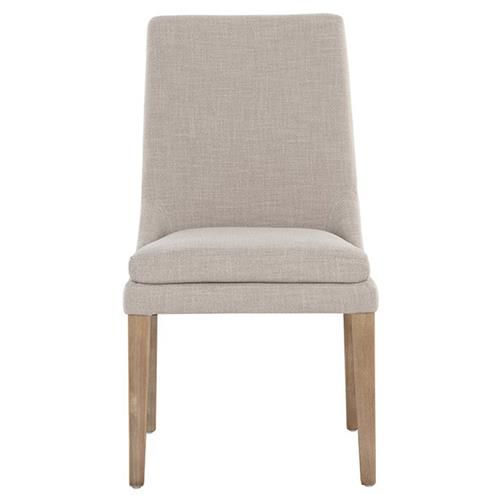 Sunpan Rosine French Effie Flax Grey Upholstered Light Brown Wood Side Chair | Kathy Kuo Home
