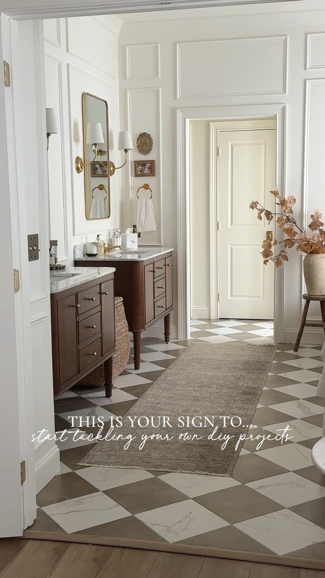 Take this as your sign to start tackling your own DIY projects!

Both of our bathrooms were renovated almost entirely by me, and I truly taught myself so much along the way. I spent countless hours researching, watching tutorials, and learning as I went. I had tackled a few projects before, but those were also things I had to teach myself. I took everything one step at a time!

One of the biggest benefits of taking on both renovations myself was being able to put more of our budget toward higher-end finishes. From the marble and beautiful vanities to the unlacquered brass fixtures, I was able to create spaces that felt much more custom while saving so much on labor.

Were there moments when I questioned what I had gotten myself into? Absolutely! But seeing these spaces come together has been so rewarding.