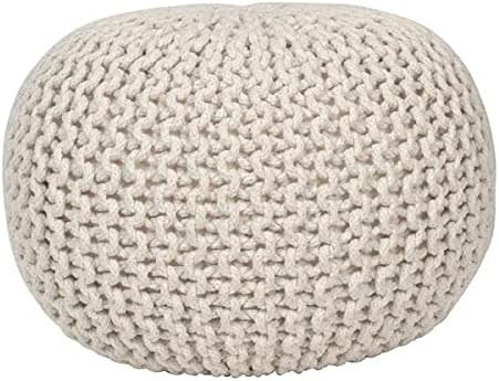 Fernish Decor Round Pouf Ottoman Hand Knitted Cotton Pouf Footrest,Foot Stool, Knit Bean Bag Floo... | Amazon (US)