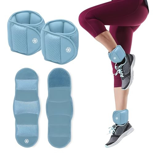Gaiam Wrist and Ankle Weights, Wearable Bracelet to Strengthen, Tone & Sculpt, Adjustable Ankle Weights for Women & Men for Yoga, Dance, Pilates, Barre, Cardio, Home & Gym Use - 2LB PAIR - RETRO BLUE | Amazon (US)