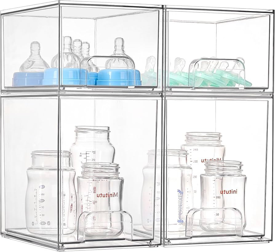 Vtopmart 4 Pack Baby Bottle Organizer Set, Stackable Storage Drawers Ideal for Kichen Countertop,... | Amazon (US)