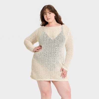 Women's Mini Knit Dress - A New Day™ Cream XS | Target