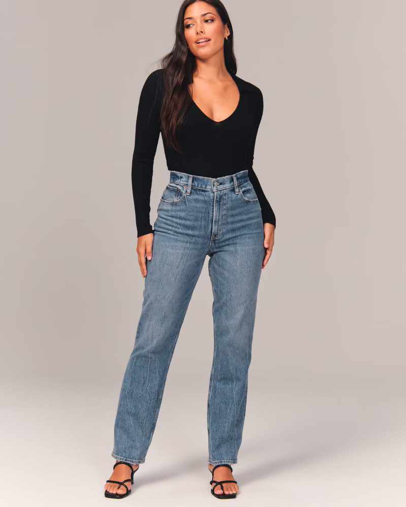 Curve Love 90s Ultra High Rise Straight Jeans | Abercrombie & Fitch (US)