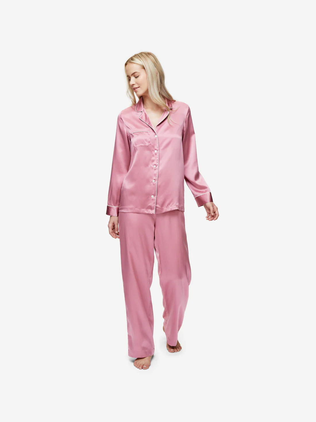 Women's Pyjamas Bailey Silk Satin Rose Pink | Derek Rose