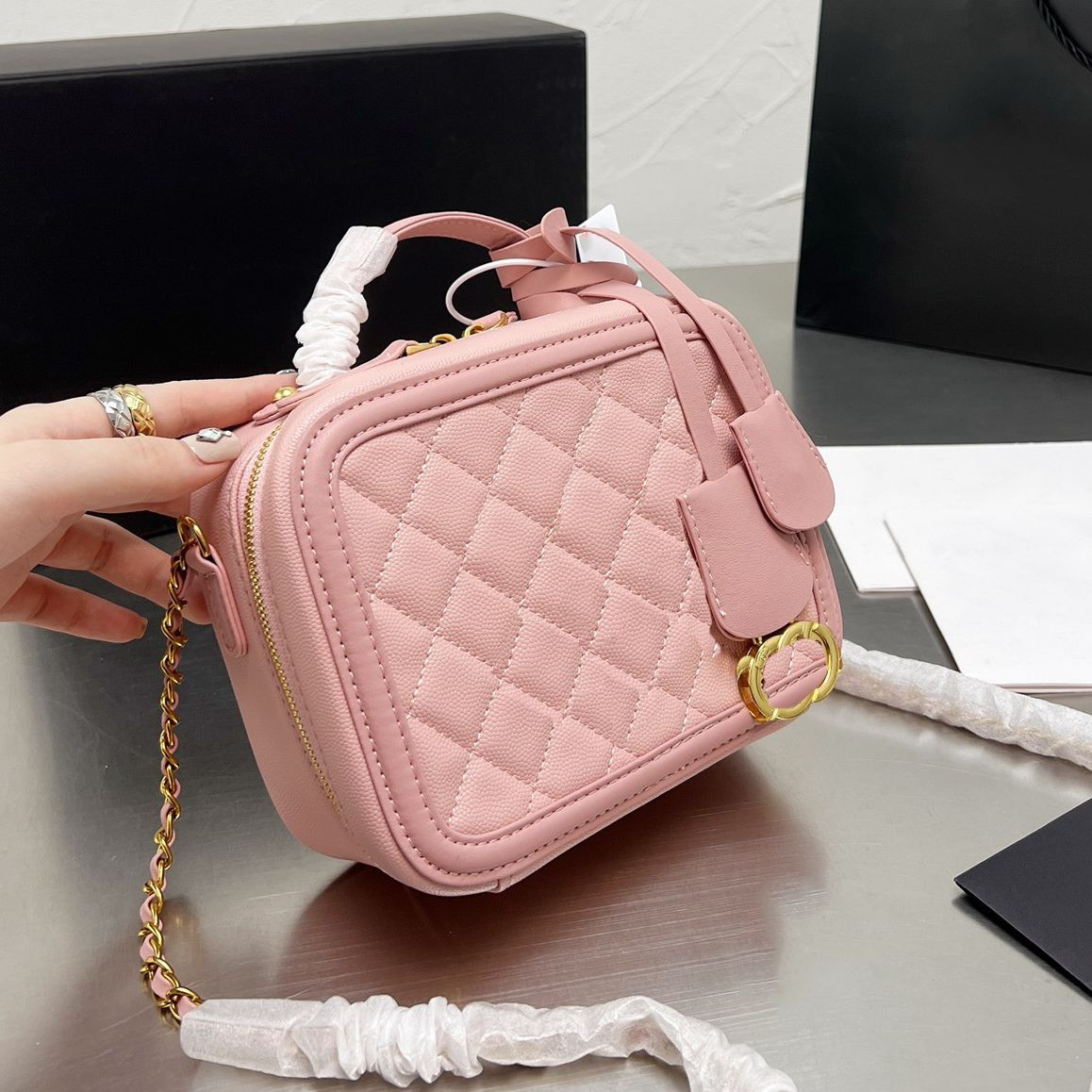 Wholesale Classic Filigree Vanity Case Totes Bag Caviar Calfskin Leather Luxury designer Quilted ... | DHGate