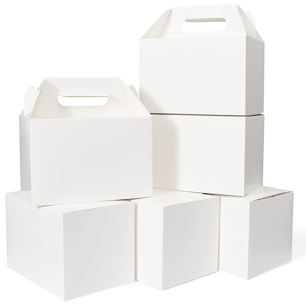 30 CT Large Welcome Boxes with Handles White, 9x6x6 Gable Gift Easter Boxes Cardboard Paper Party... | Amazon (US)