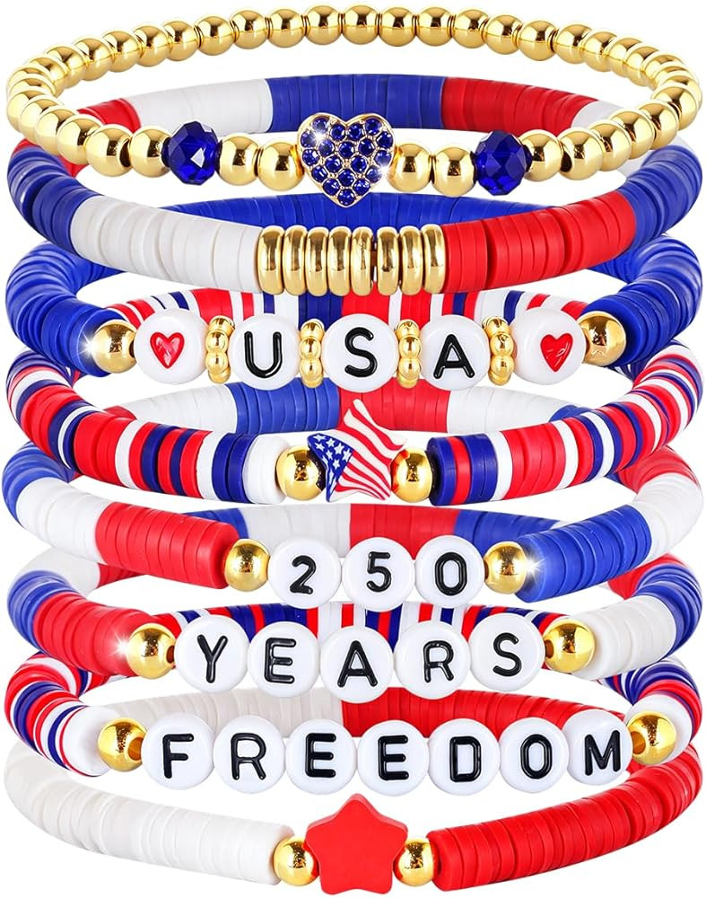 Mysense 250 Anniversary USA Merchandise, 4th of July Accessories, 8 Pack Patriotic Red White & Bl... | Amazon (US)