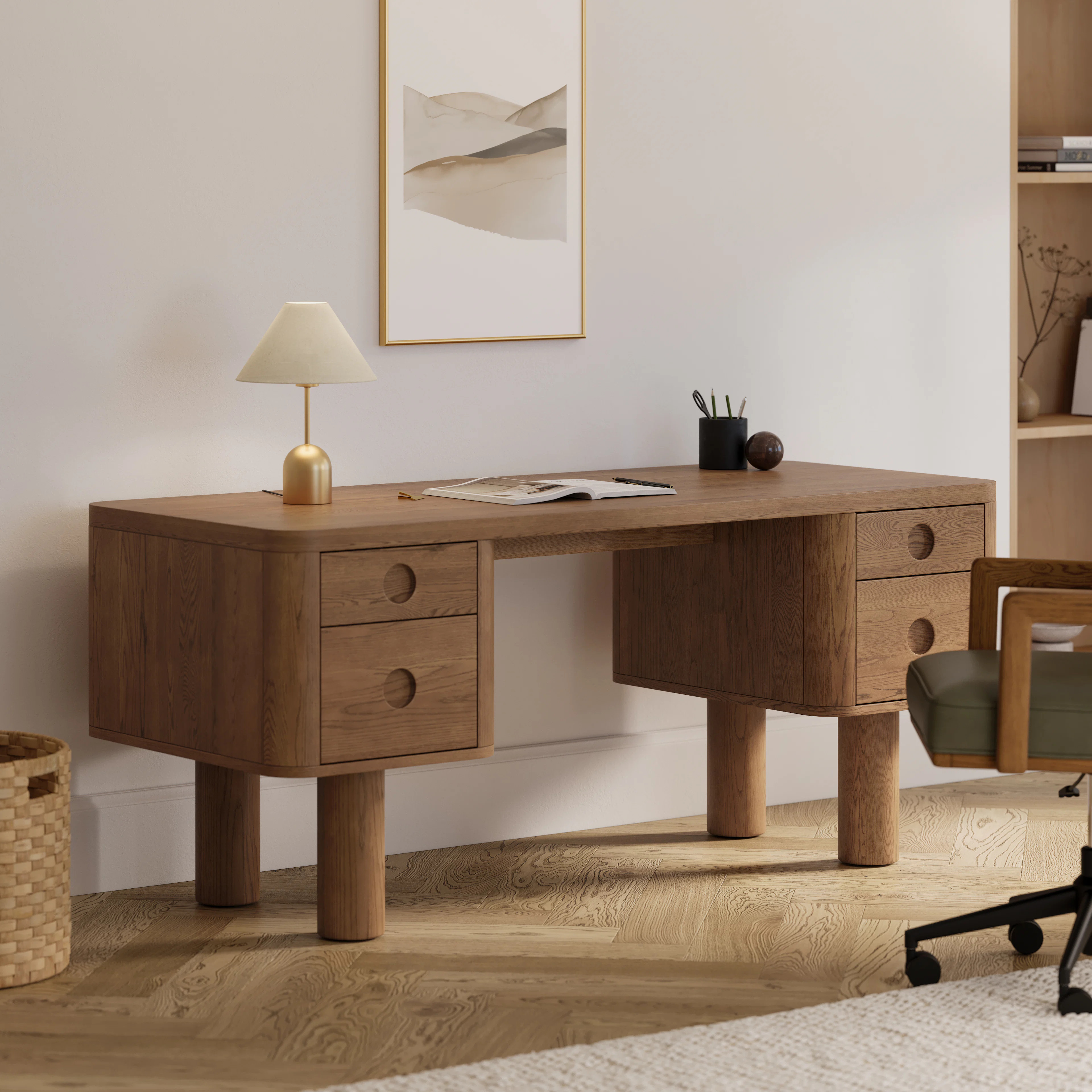 Adel 66.5" Desk - Smoked Oak | Article