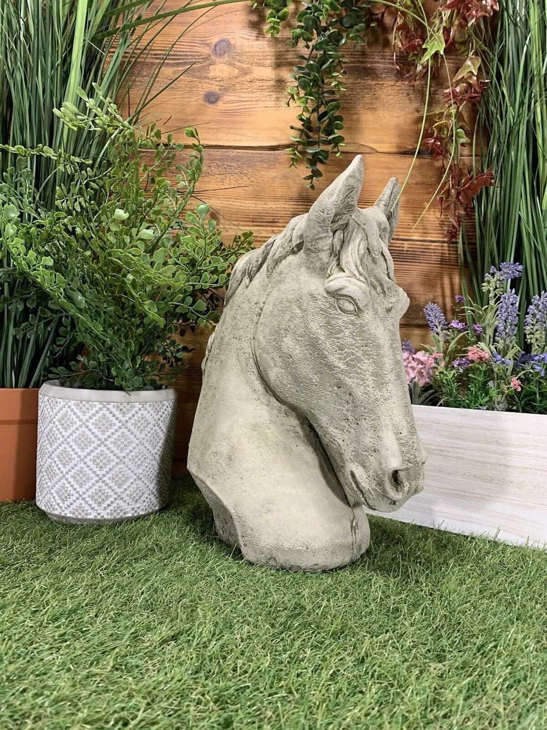 Stone Garden Horse Head Pillar Cap Statue Ornament - Etsy | Etsy (US)