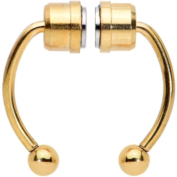 Gold Tone Magnetic Septum Ring Horseshoe Non-Pierced Fake Nose Ring | Body Candy