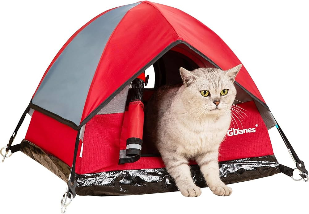 GDanes Cat House Portable Indoor/Outdoor Red Cat Tent for Cats and Small Dogs with Soft Pad | Amazon (US)