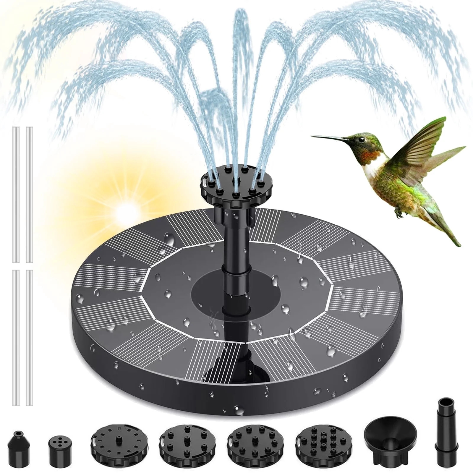 Solar Water Fountain, Upgraded Solar Bird Bath Fountains with 6 Nozzles, Free Standing Floating S... | Walmart (US)