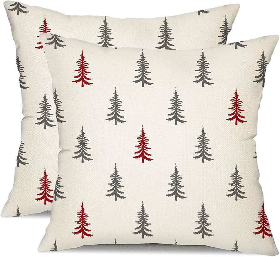 DFXSZ Christmas Pillow Covers 18x18 inch Set of 2 Christmas Tree Decorative White Throw Pillow Cover | Amazon (US)