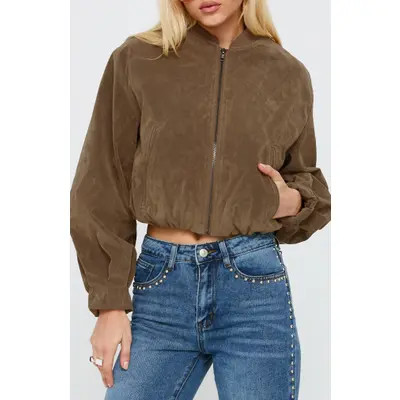 Princess Polly Jessalyn Faux Sude Jacket in Brown at Nordstrom, Size 8 | Nordstrom