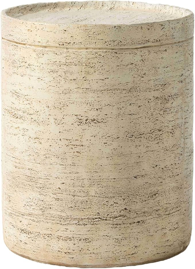 COSIEST Outdoor Side Table, Cylinder Shaped MgO Patio End Table, Lightweight Accent Table with Tr... | Amazon (US)