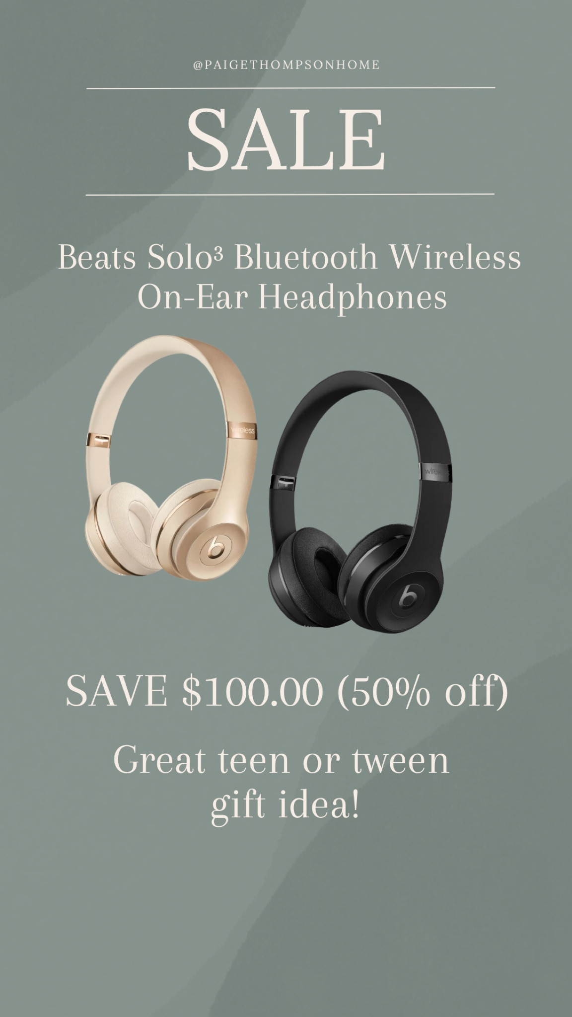 SALE// Beats Solo 3 Bluetooth wireless on-ear headphones. Save $100! Great teen or tween gift idea. 