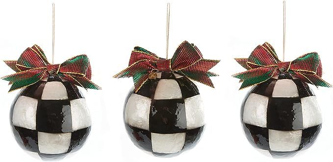 MacKenzie-Childs Jester Fancy Ornaments, Tree Ornaments, Holiday Bauble, Set of 3 (Large) | Amazon (US)