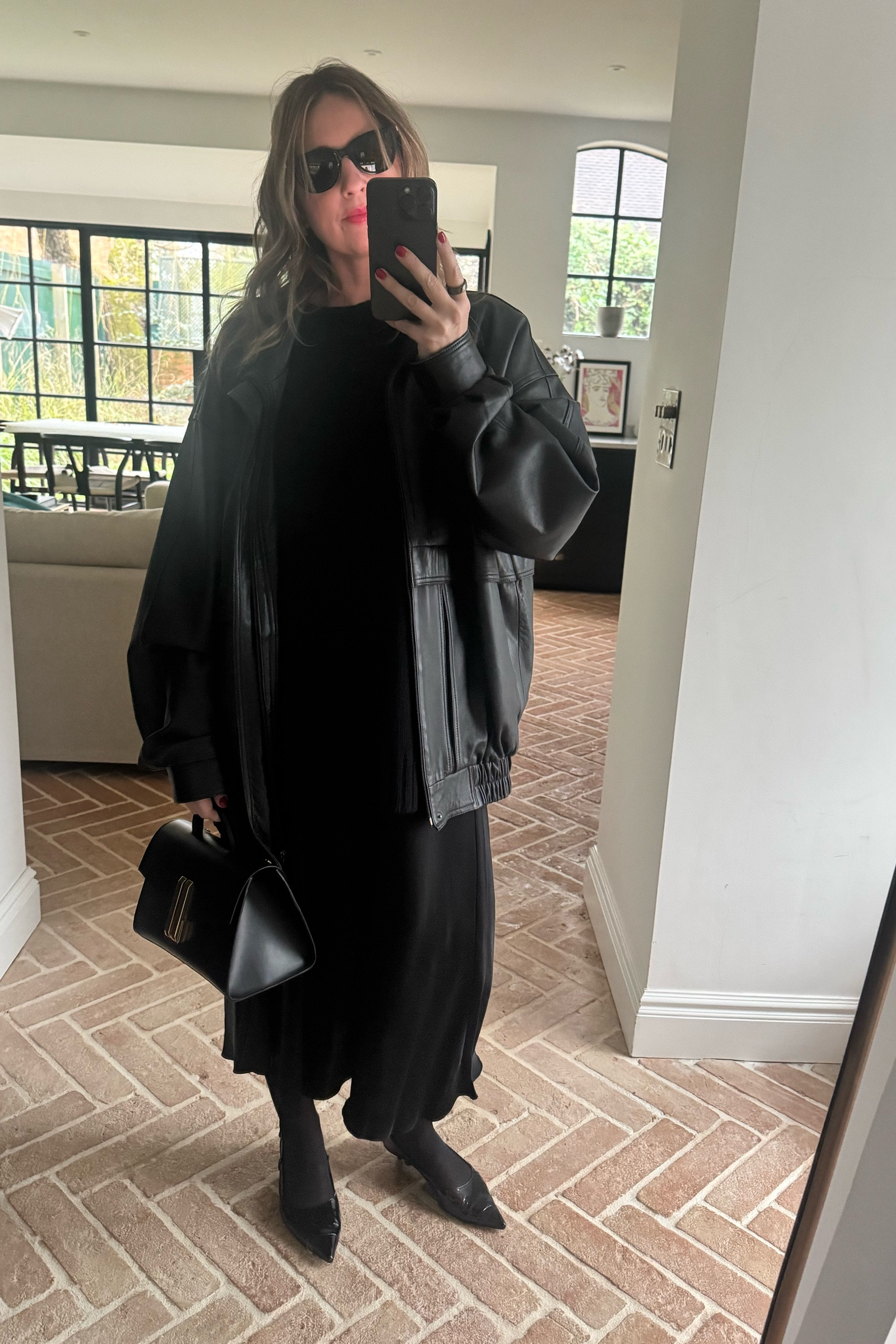 Date Night Outfit | Silk Maxi Skirt | Cashmere | Leather Bomber Jacket | Slingbacks | DeMellier Bag 

#LTKstyletip #LTKpartywear #LTKgrwm