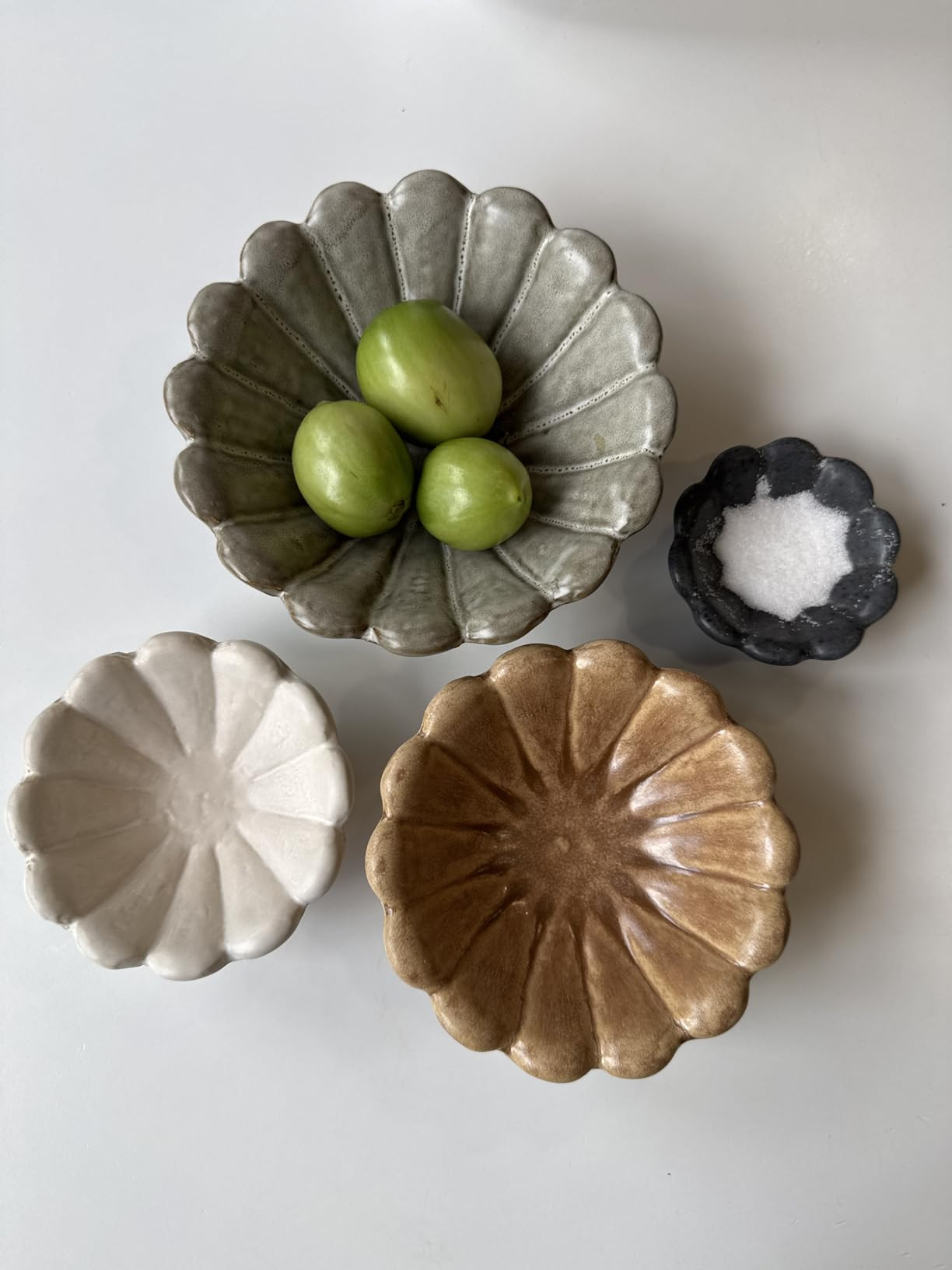 Creative Co-Op Stoneware Flower Bowls, 6" L x 6" W x 3" H, Multicolor | Amazon (US)