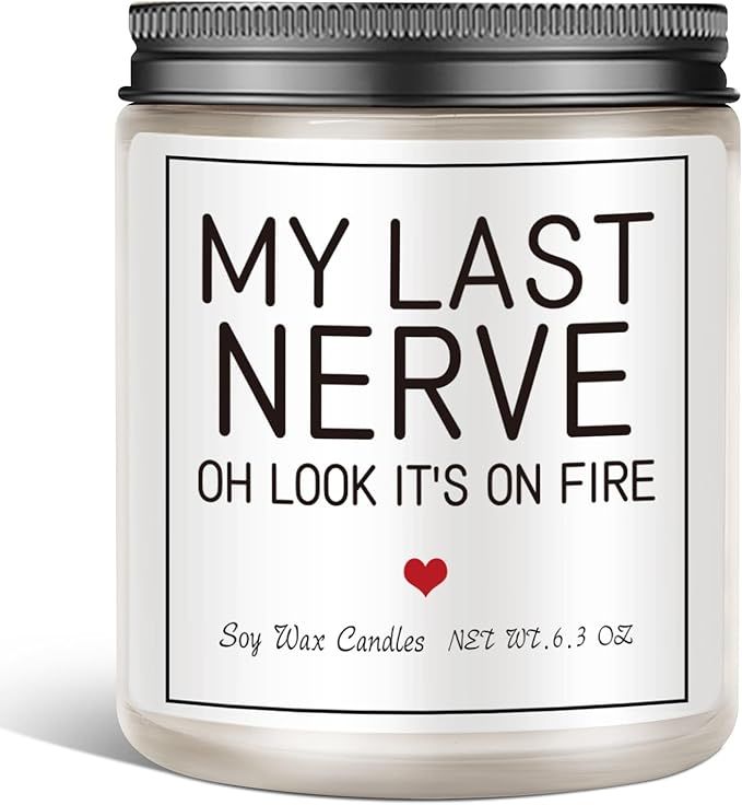 Birthday Gifts for Women Men, Christmas Gifts Santa Stuffers Funny Gifts Candle - My Last Nerve C... | Amazon (US)