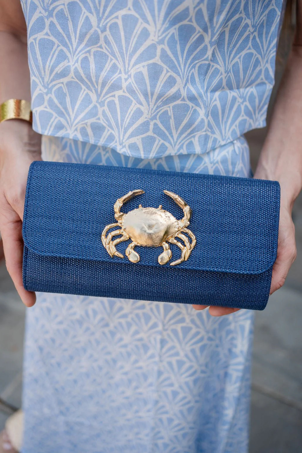 Navy Avery Clutch Straw - Gold Charms | Lisi Lerch Inc