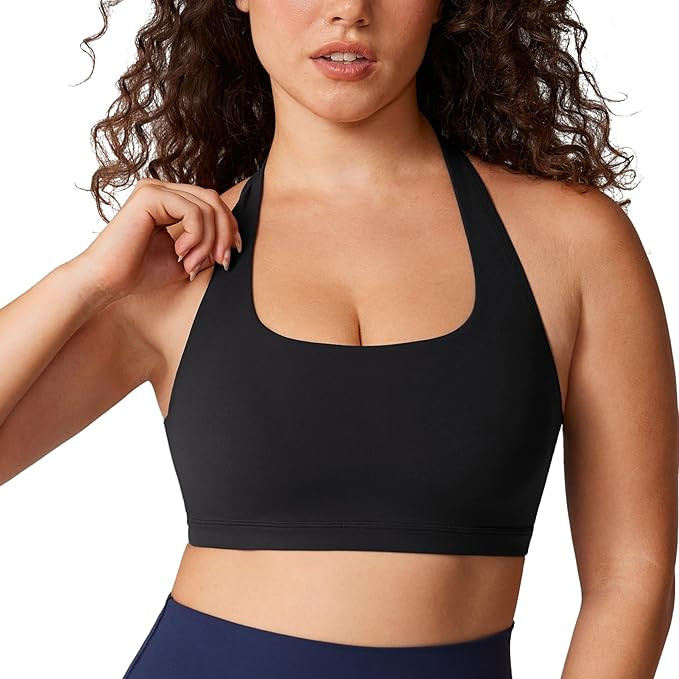 Hugcurve Detachable Halter Sports Bra Racerback for Women Padded Square Neck Open Back Yoga Worko... | Amazon (US)