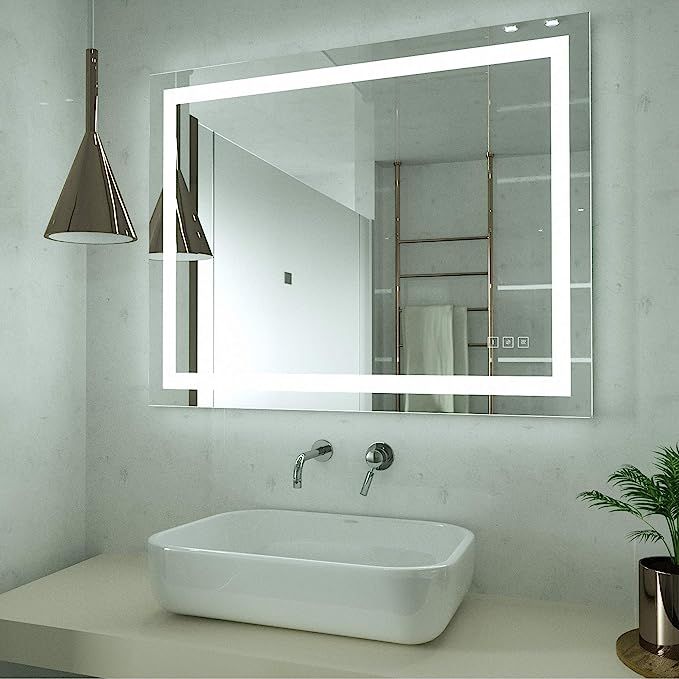 HAUSCHEN 32x40 inch LED Lighted Bathroom Wall Mounted Mirror with High Lumen+CRI 95 Adjustable Co... | Amazon (US)